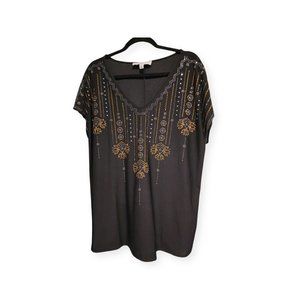 Women's Tempted Hearts Los Angeles Size 2X Black Beautiful Embellished Top